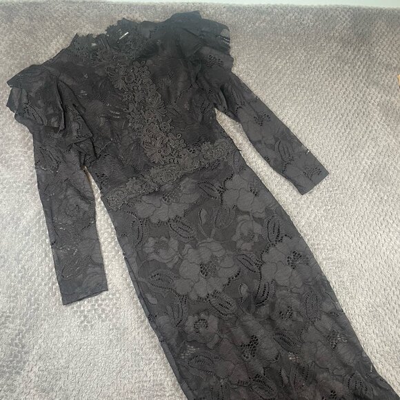 Fashion Nova Dresses & Skirts - Fashion Nova Women's Black Lace Midi Dress Size Large Whimsigoth Witchy